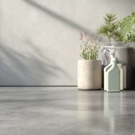 Pavimento interno in cemento e resina curato e protetto