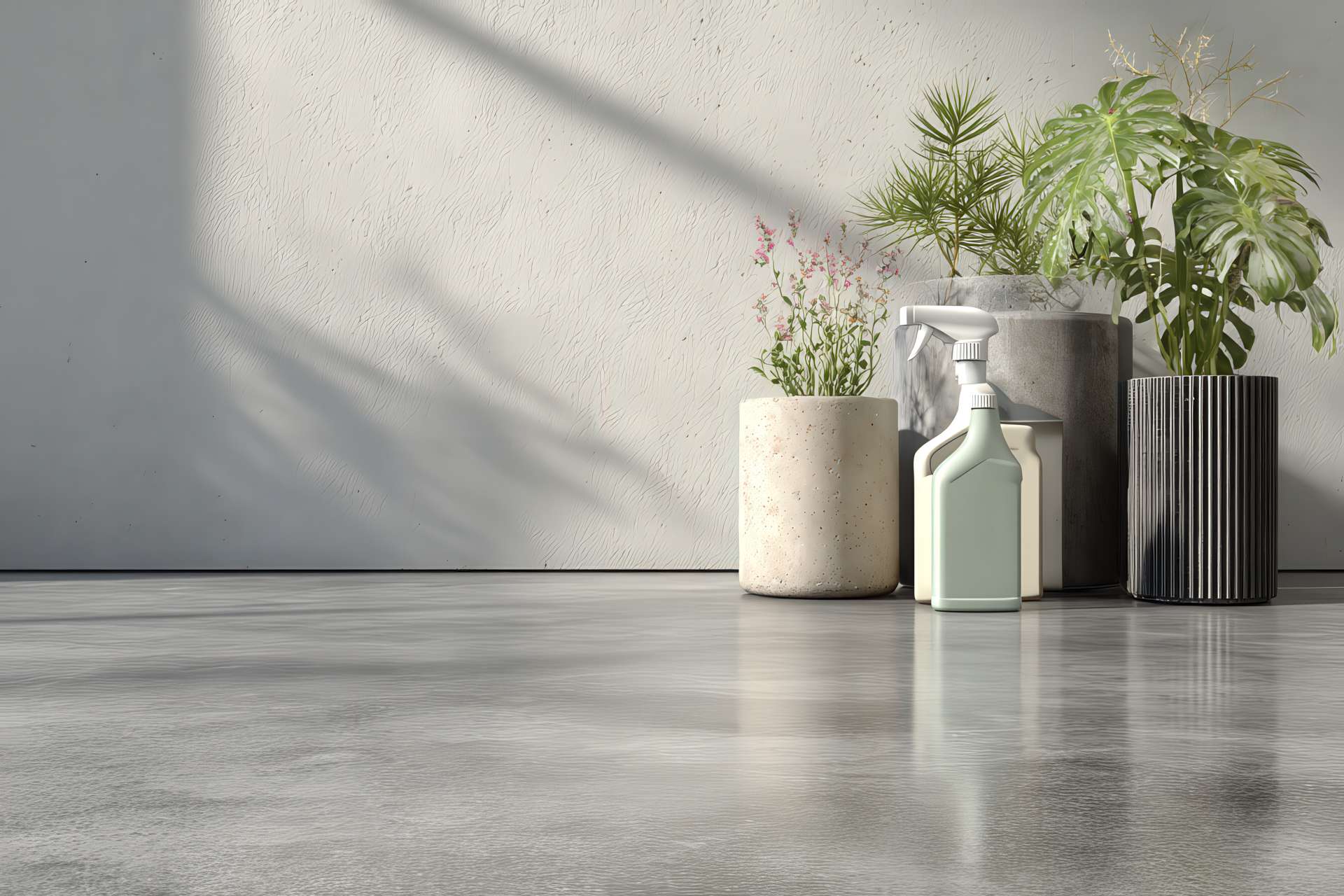 Pavimento interno in cemento e resina curato e protetto