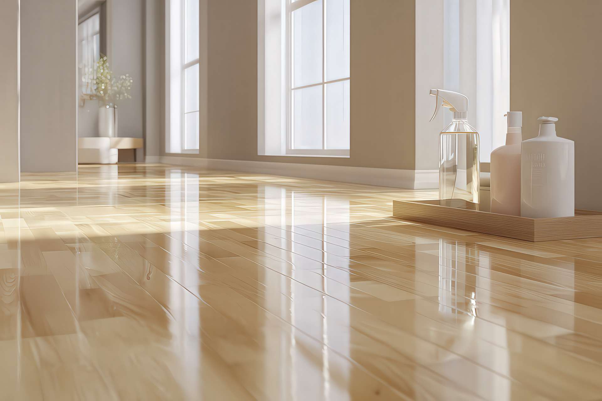 Parquet verniciato da interno lucido e pulito, in ambiente curato