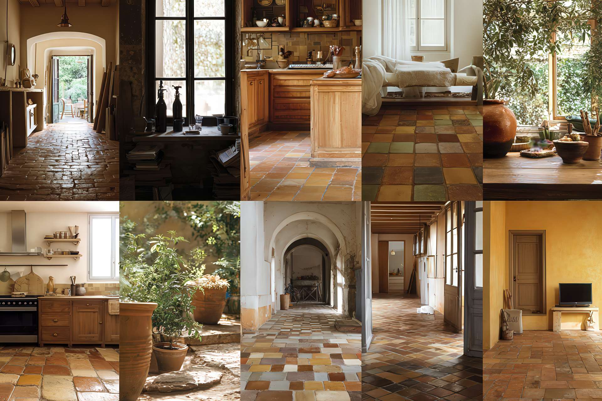 Mosaico ambienti interni ed esterni con pavimenti in cotto e terracotta